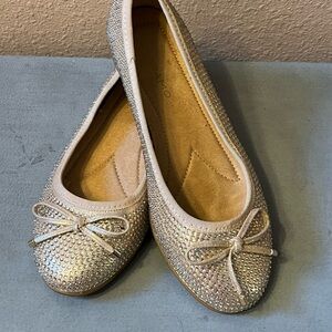 Light Golf Sparkling Rhinestone Bow Flats